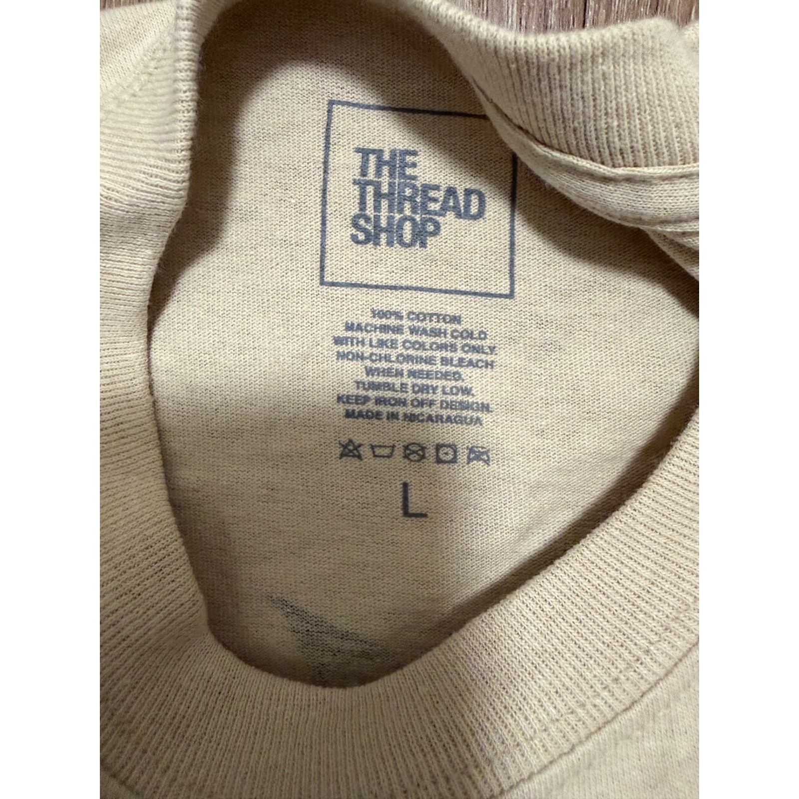 The Thread Shop Mens Tour Graphic Long Sleeve T-Shirt Beige Neon Green Large gallery