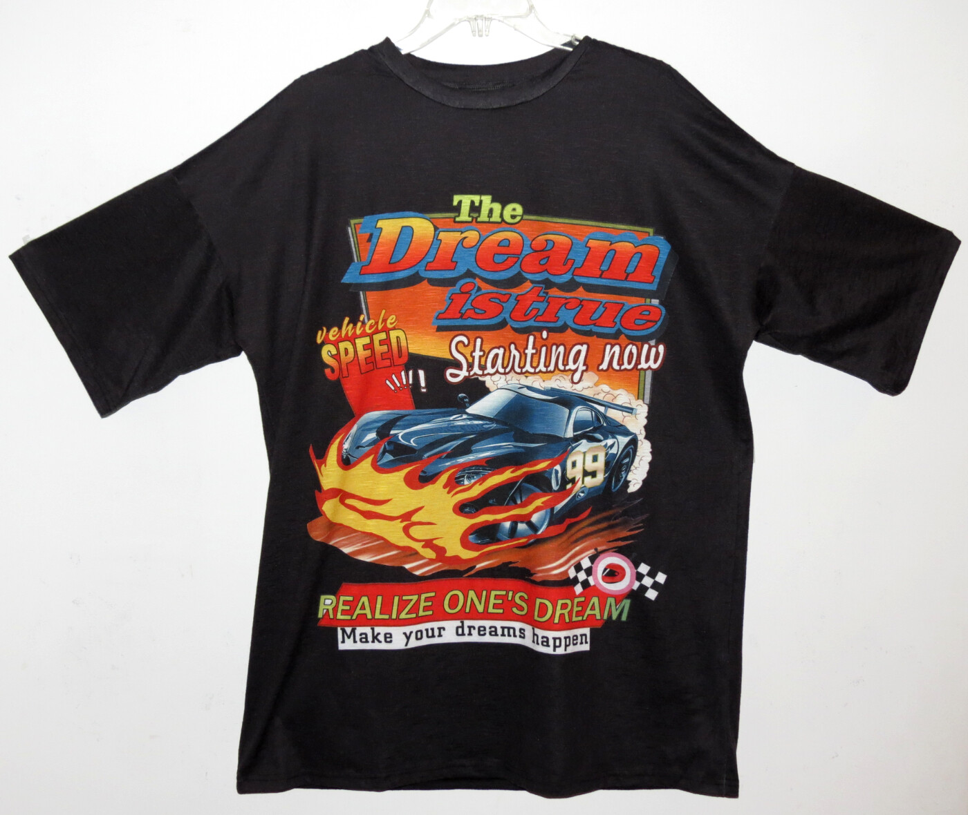 Shein Full Graphic Racing Men's Size Medium Short Sleeve Black Tee T-Shirt Nice! gallery