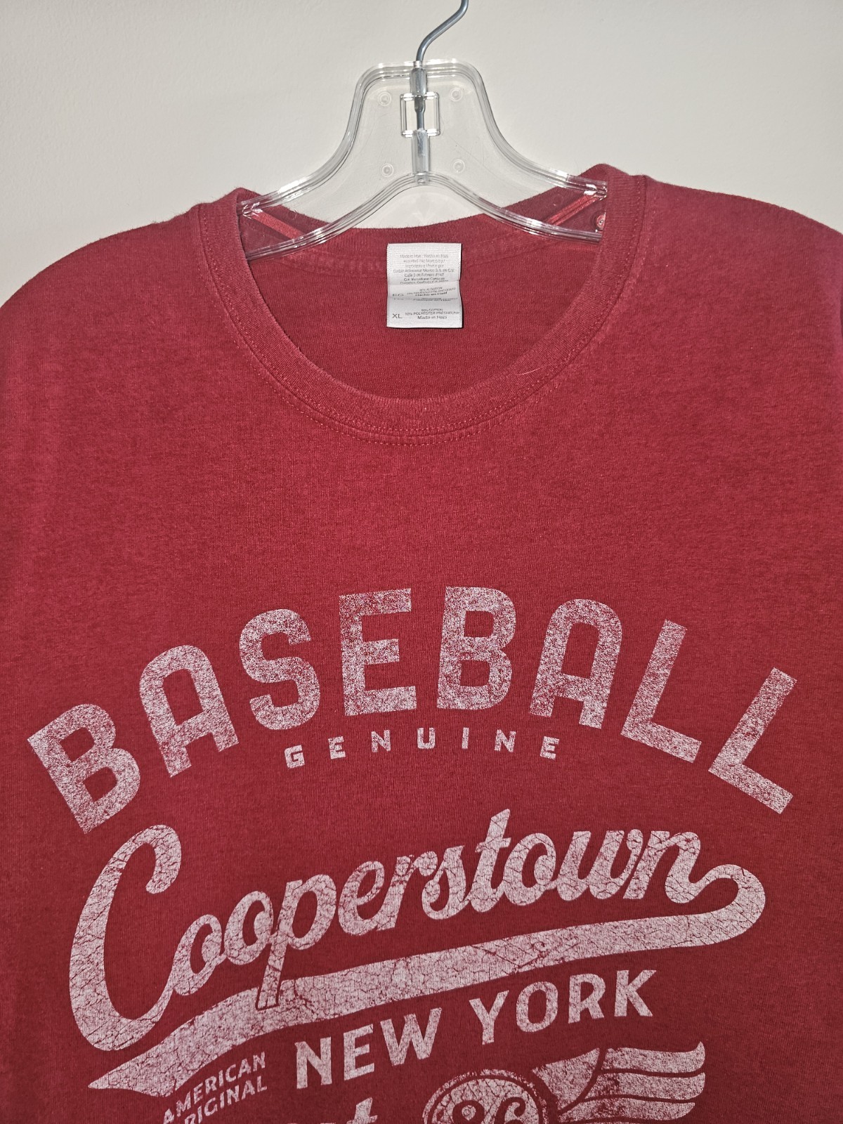 Cooperstown New York Retro Throwback Xl Mens Red Graphic Logo Short Sleeve Tee