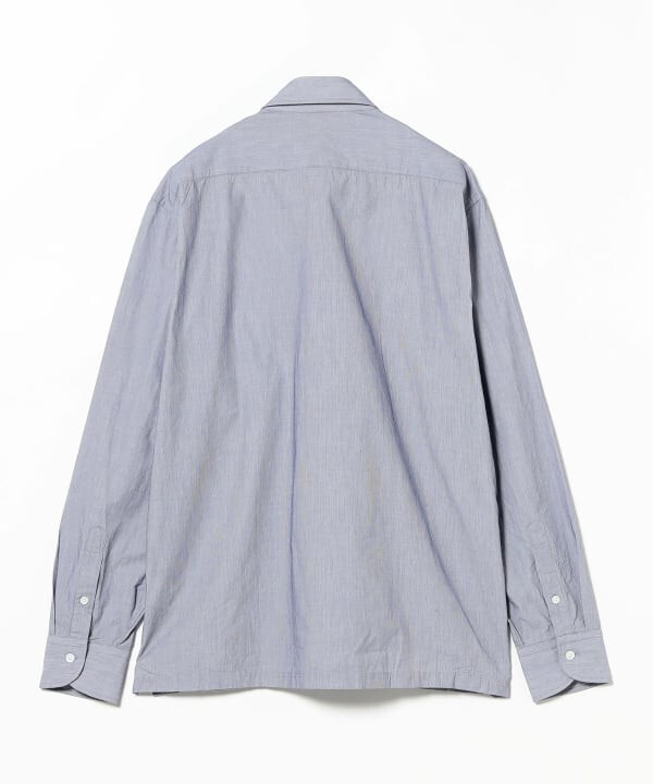 (ASK availability First) BEAMS Cotton Seersucker Microstripe Pullover Shirt New gallery
