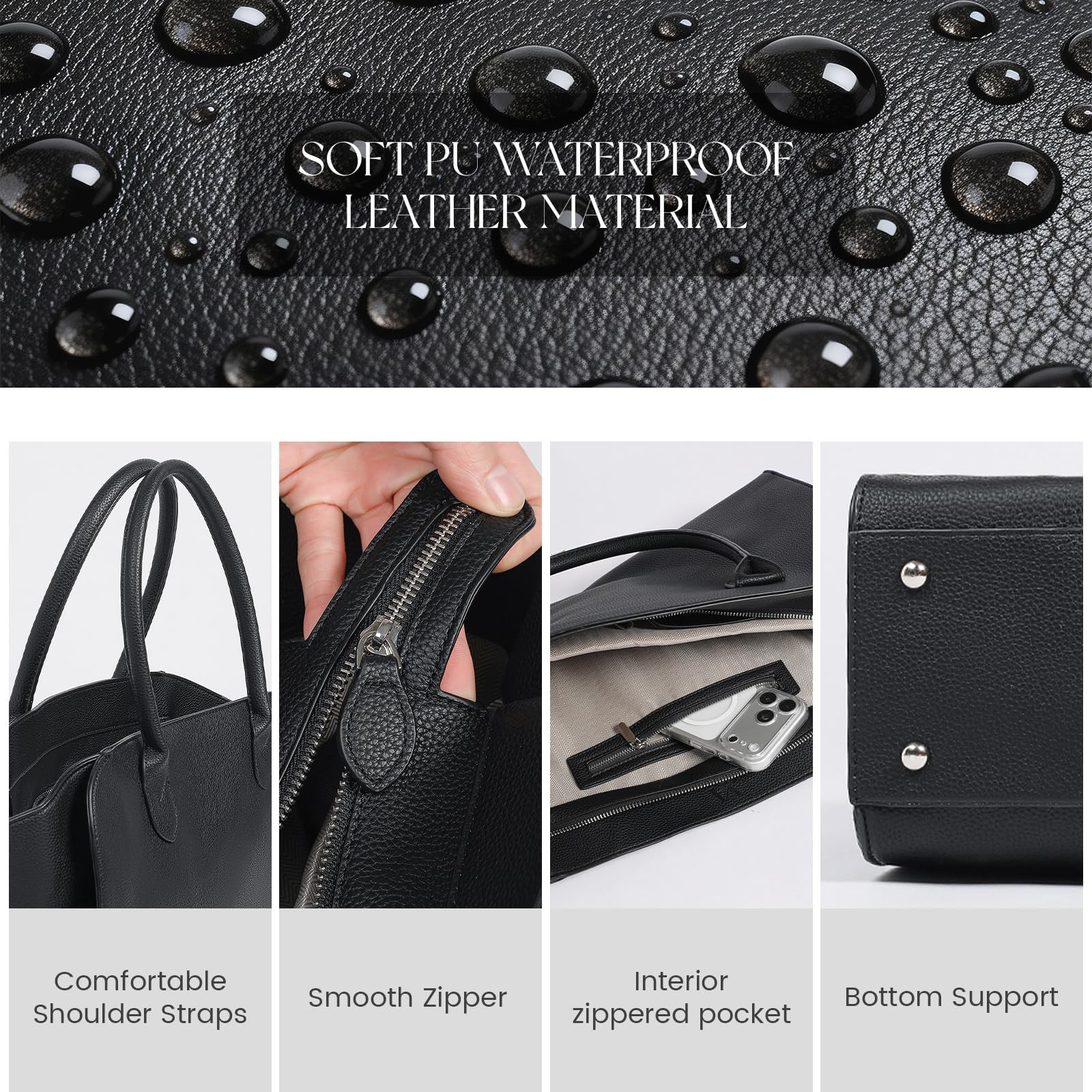 Laptop Tote Bag Purse For Work Leather Shoulder Satchel Handbag Large Multipl... gallery