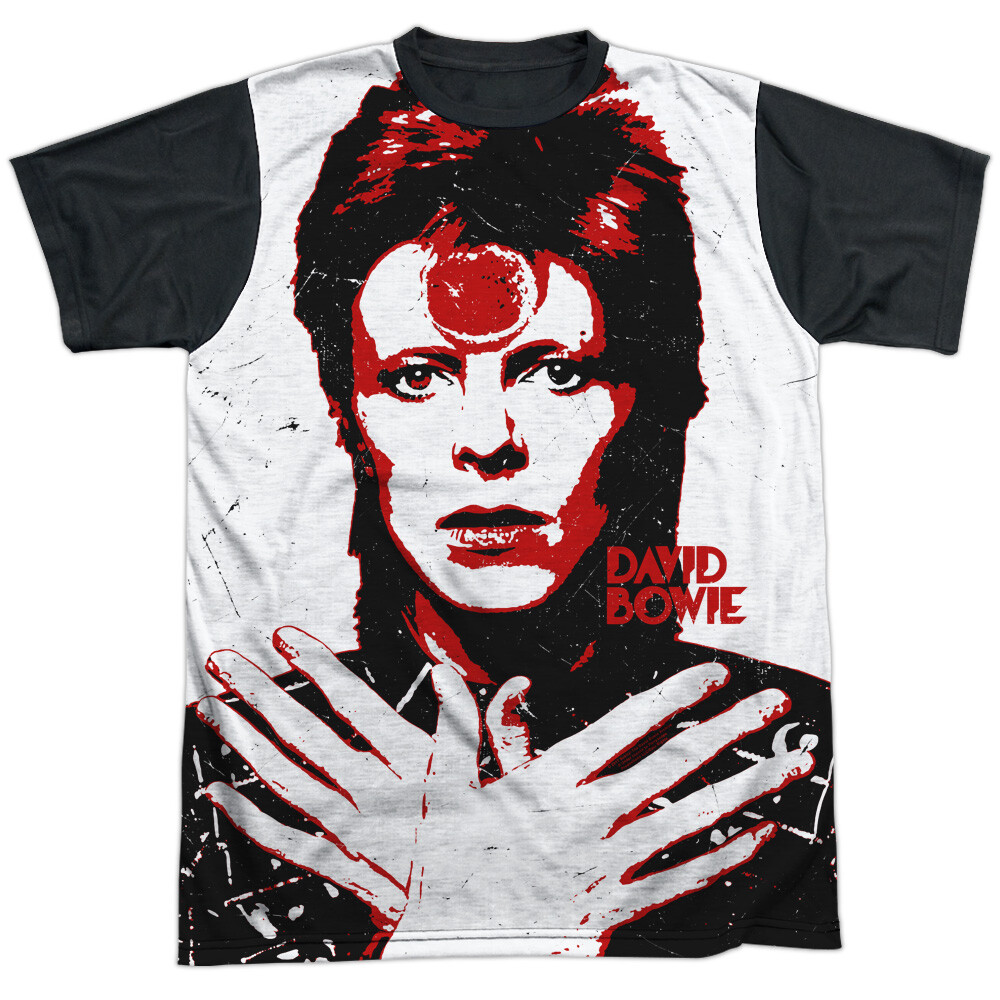 David Bowie Piercing Gaze Adult Halloween Costume T Shirt (Black Back), S-3XL gallery