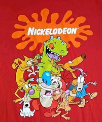 Nickelodeon Short Sleeve Multi Character. Red sz.L Chest 21in Length 29in NWOT
