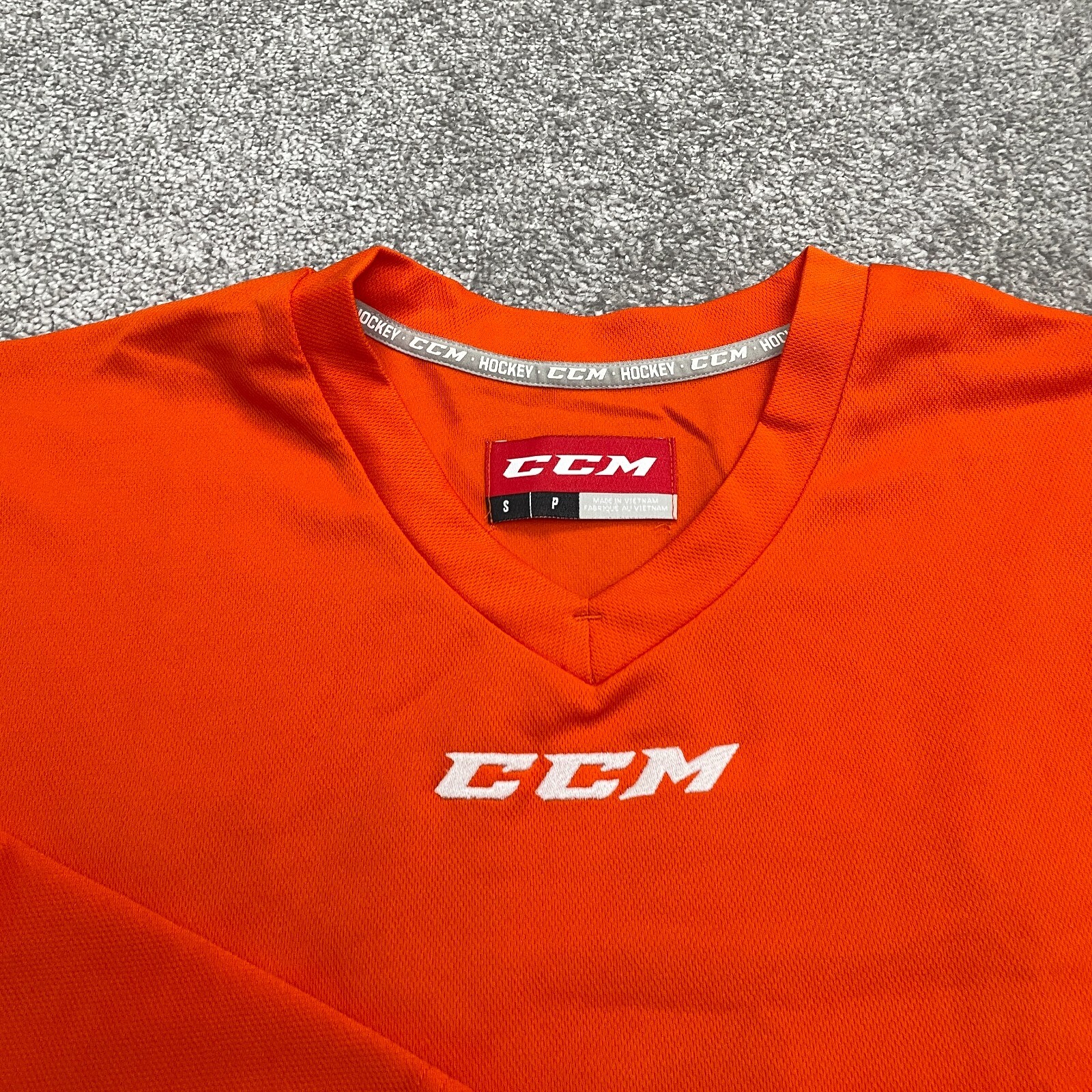 CCM Hockey #27 Jersey Shirt Mens Small Orange Long Sleeve V-Neck Sports Athletic gallery