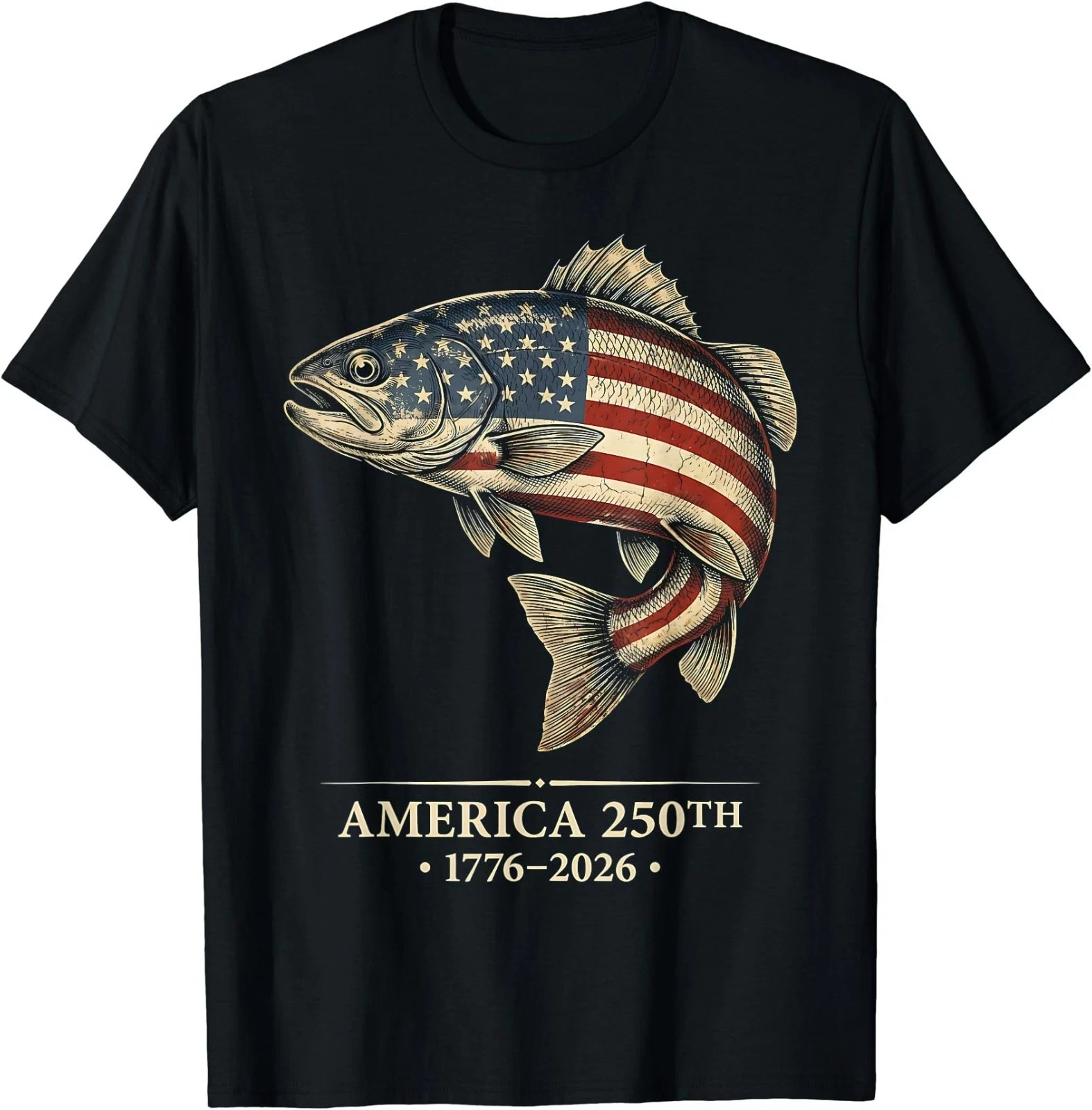America 250th Anniversary Fishing T Shirt 1776-2026 USA Flag Fish Patriotic Tee gallery