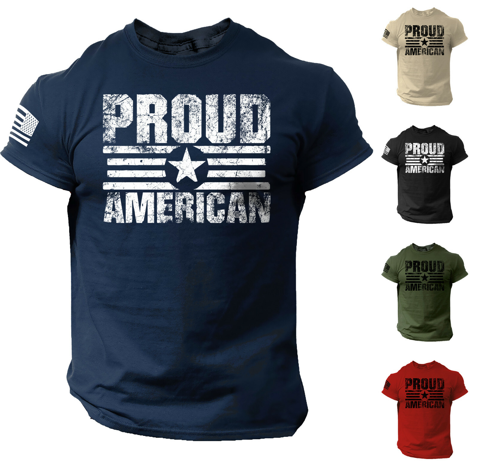 Proud American USA Flag Distressed Men T Shirt Patriotic Cotton Tee S - 2XL gallery