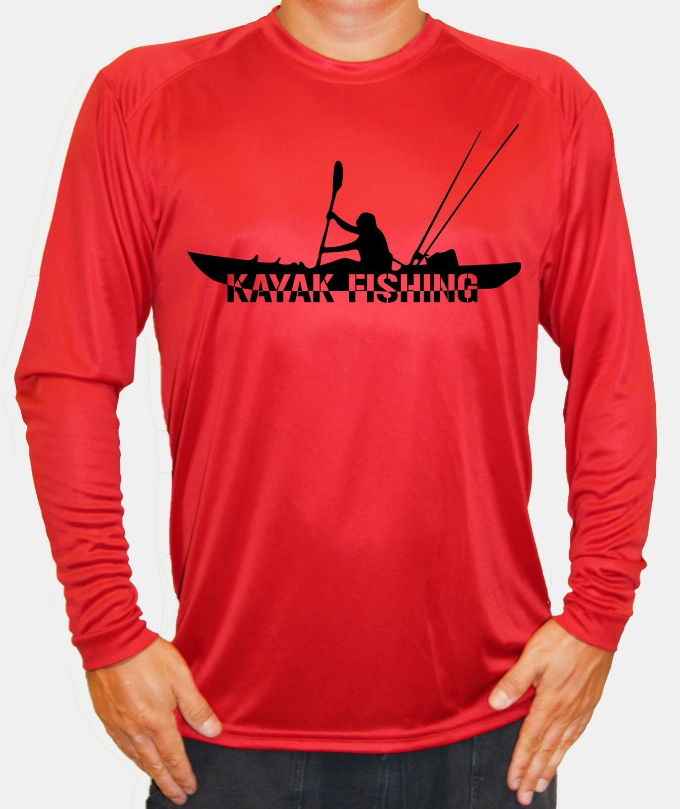 Kayak Fishing Long Sleeve UPF 30 T-Shirt Sport Fisherman Rod Boat UV Protection