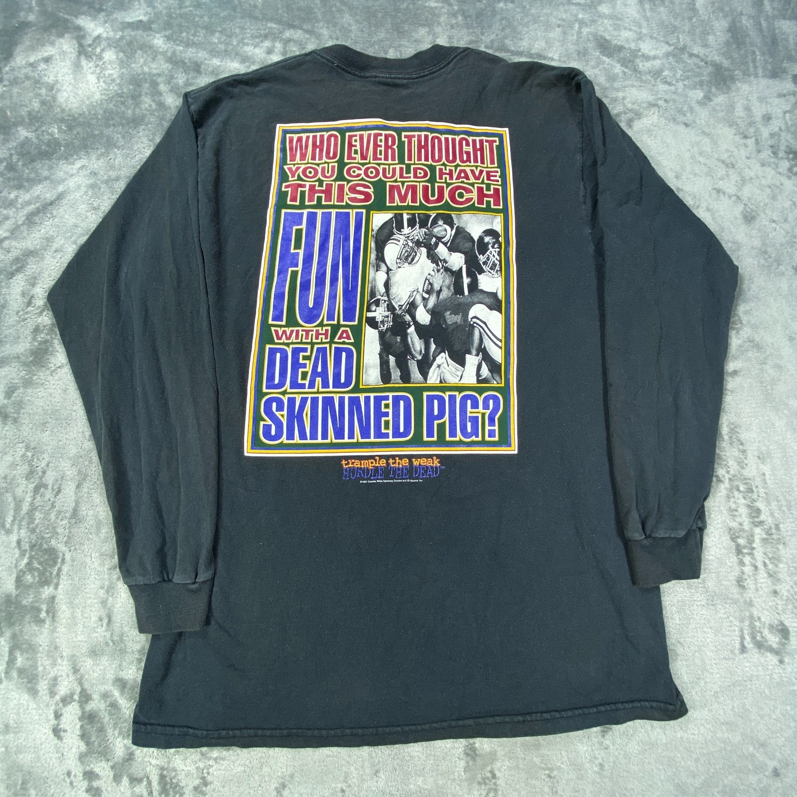 Vintage Delta 1997 Hurdle Dead Trample Weak Shirt Large Football Retro Y2K USA gallery