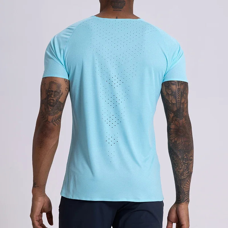 Men's Gym Jogging T-Shirt Running Tops Male Short Sleeve Sportswear Exercise Bas gallery