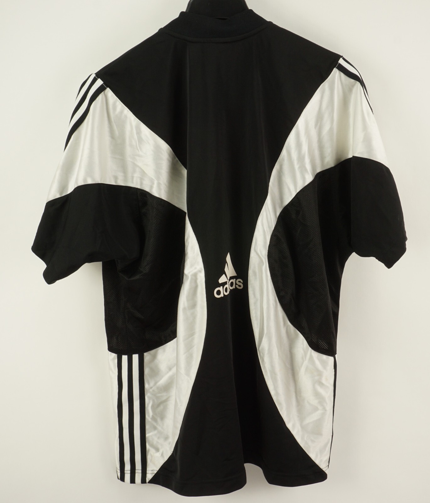 Vintage adidas Snap Front Satin Referee Shirt Mens Small Oversized Relaxed Black gallery