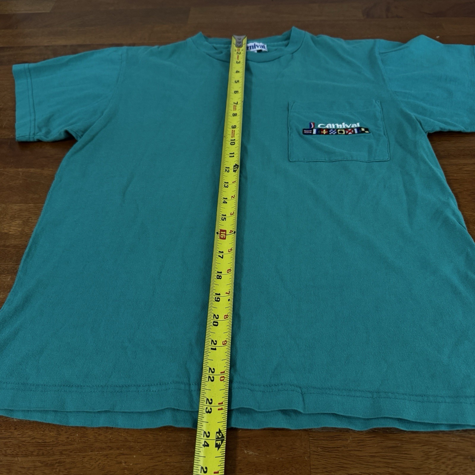 Carnival 100% Combed Cotton Adult Unisex Small T-Shirt Turquoise Vintage gallery