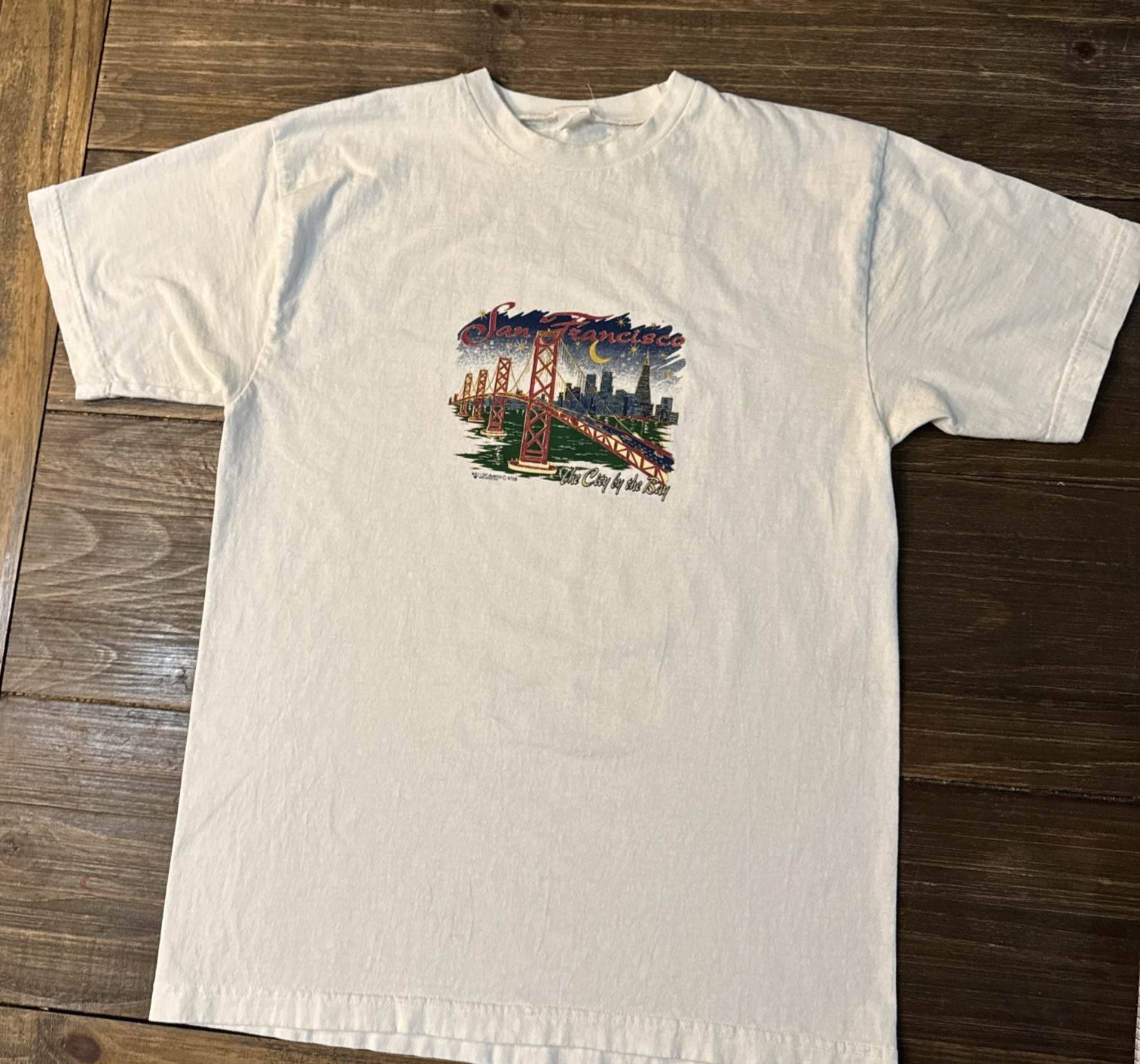 Vintage San Francisco Bridge The City By The Bay T Shirt 1997 L White READ