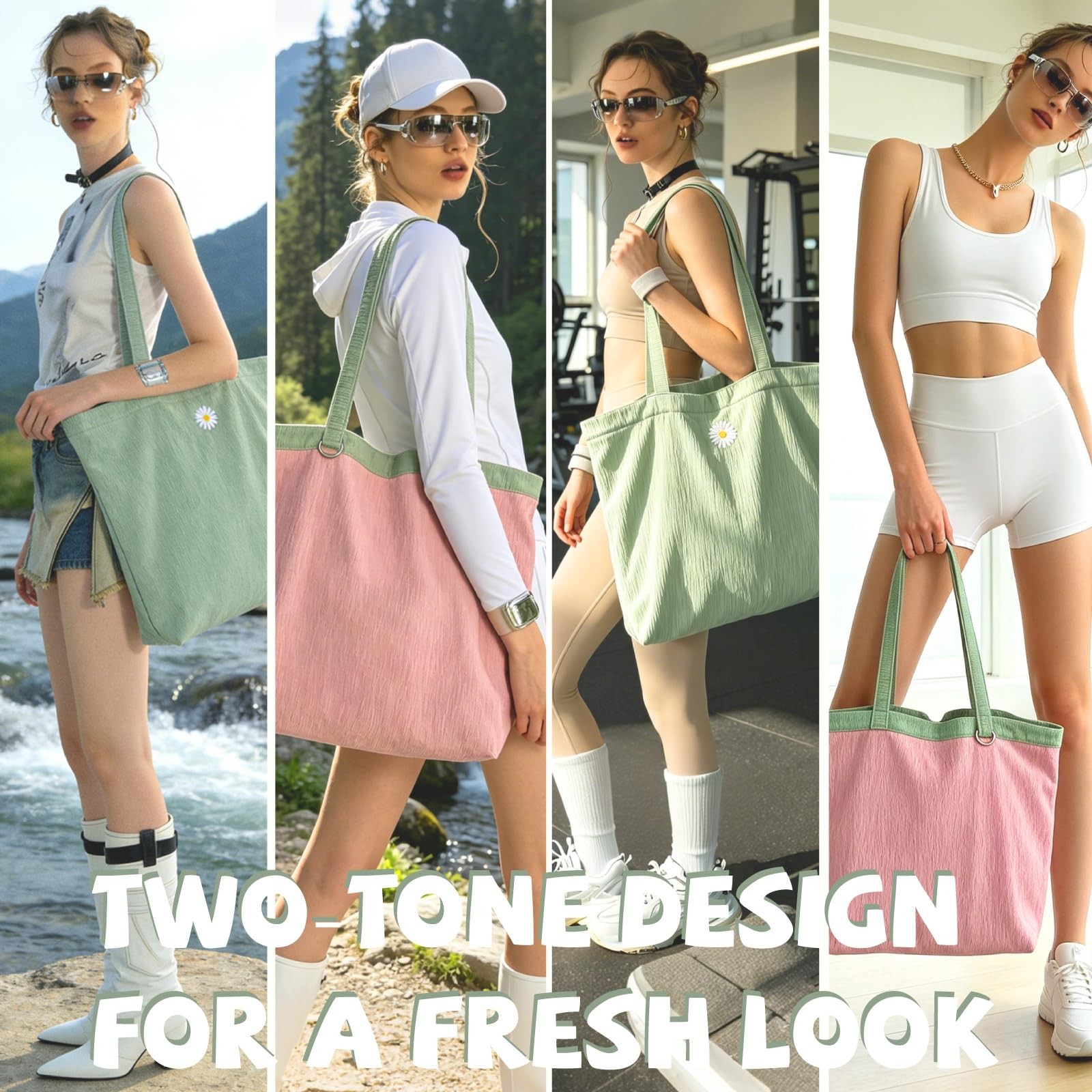 Pool Bag for Women, Soft Cute Summer Tote Bag with Shoulder Strap, Lightweigh... gallery