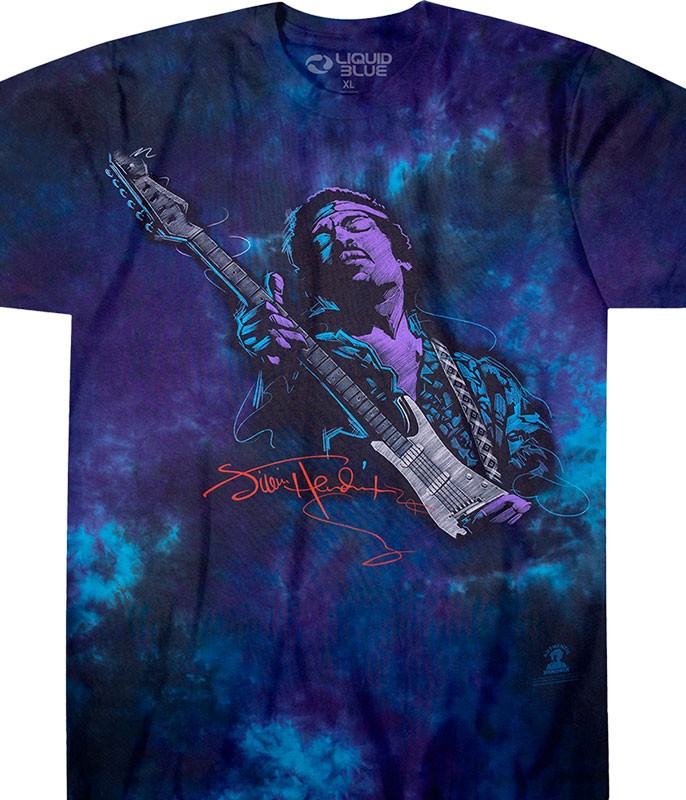 Jimi Hendrix Soul Power Tie-Dye T-Shirt Liquid Blue