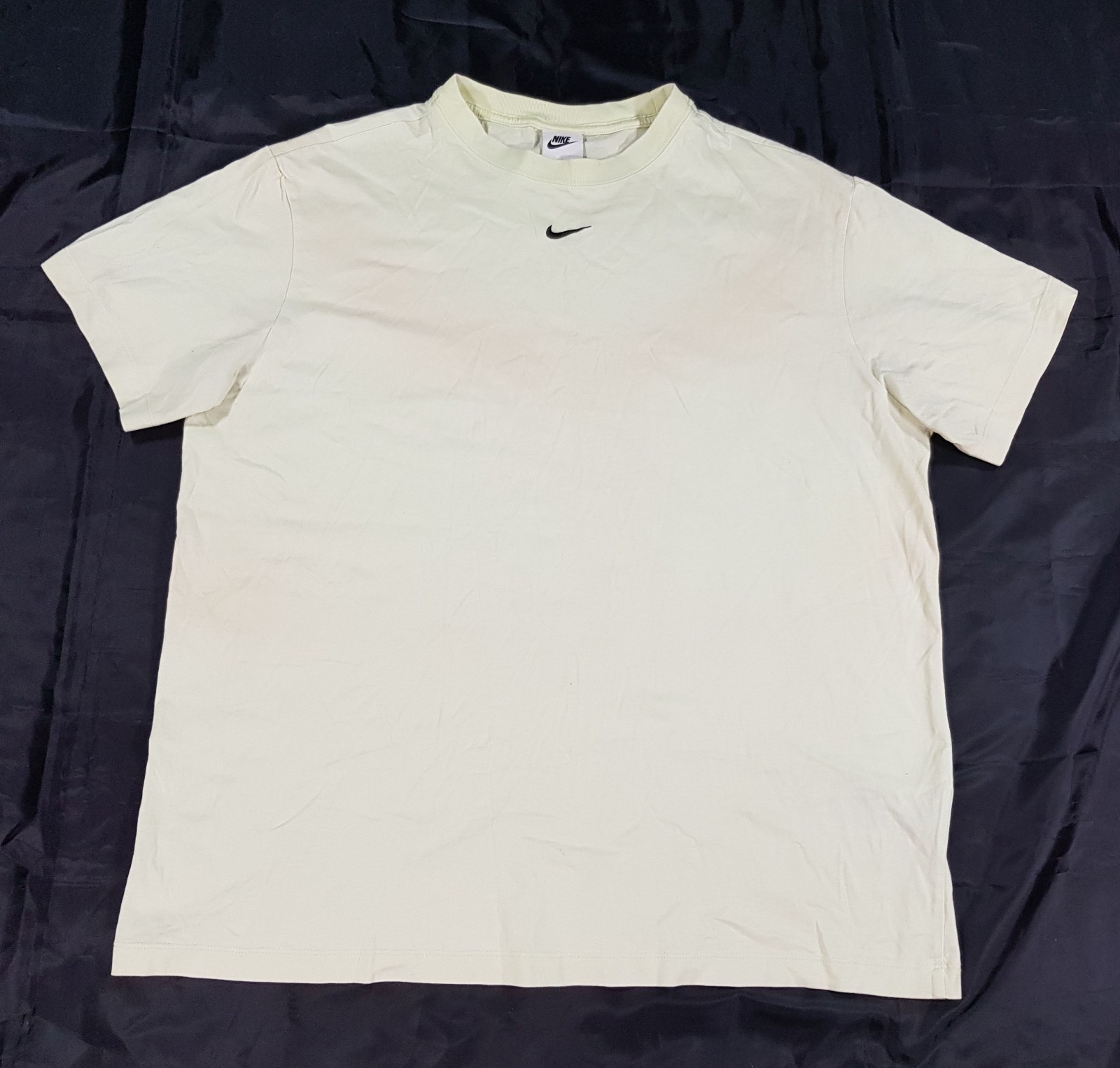 NIKE MENS SIZE MEDIUM PALE YELLOW TIE DYE COTTON CREW NECK CENTRE LOGO T-SHIRT gallery