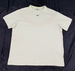 NIKE MENS SIZE MEDIUM PALE YELLOW TIE DYE COTTON CREW NECK CENTRE LOGO T-SHIRT