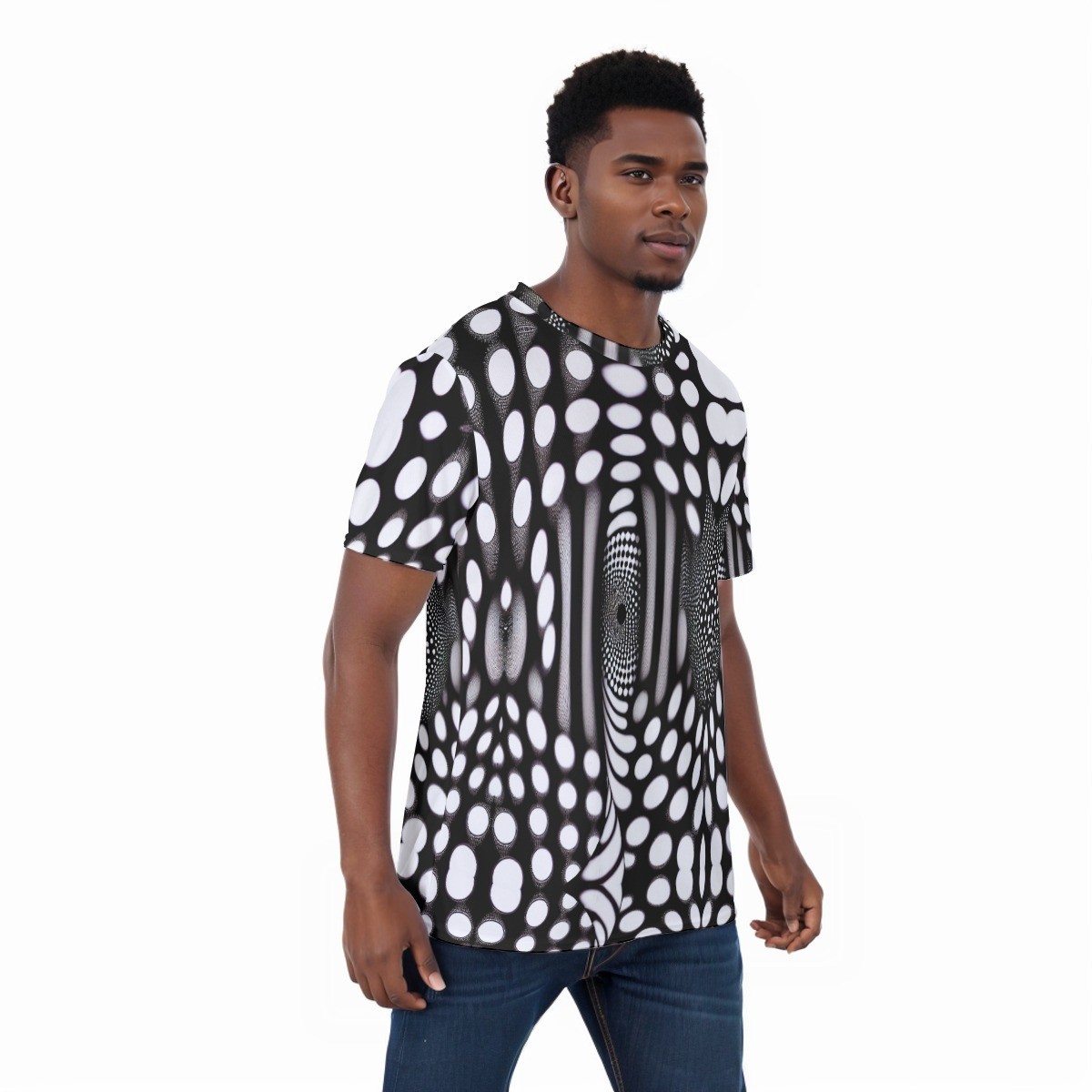 Black White Op Art Shirt Psychedelic Mesh Tee T-shirt Festival Trippy Pop Retro gallery