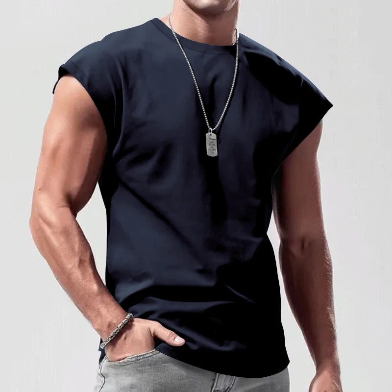 "Men's Sleeveless T-Shirt Summer Sports Vest Casual Loose Fit Top" gallery