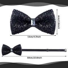 3 Pieces Rhinestone Bow Ties Men Pre Tied Bow Ties with Adjustable Length Men Gl