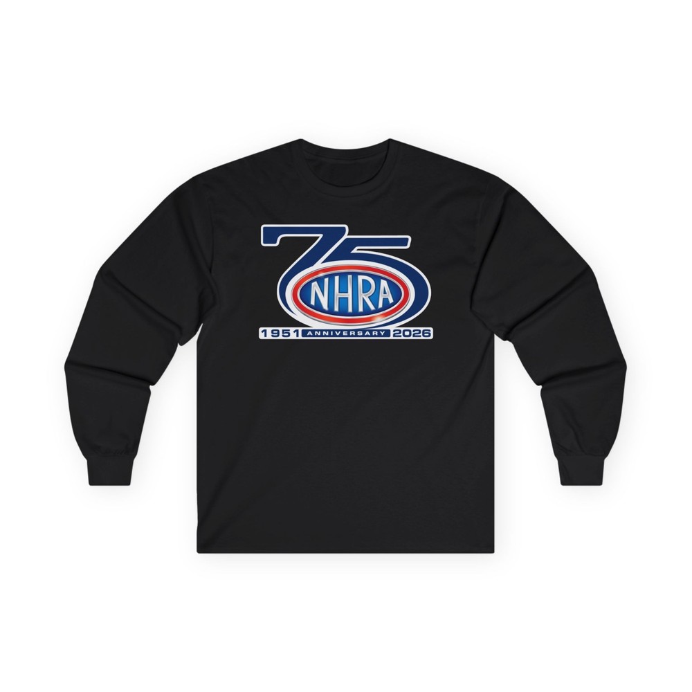 New Tee NHRA 75th Anniversary Logo Crew Neck T-Shirt American Men's T-Shirt