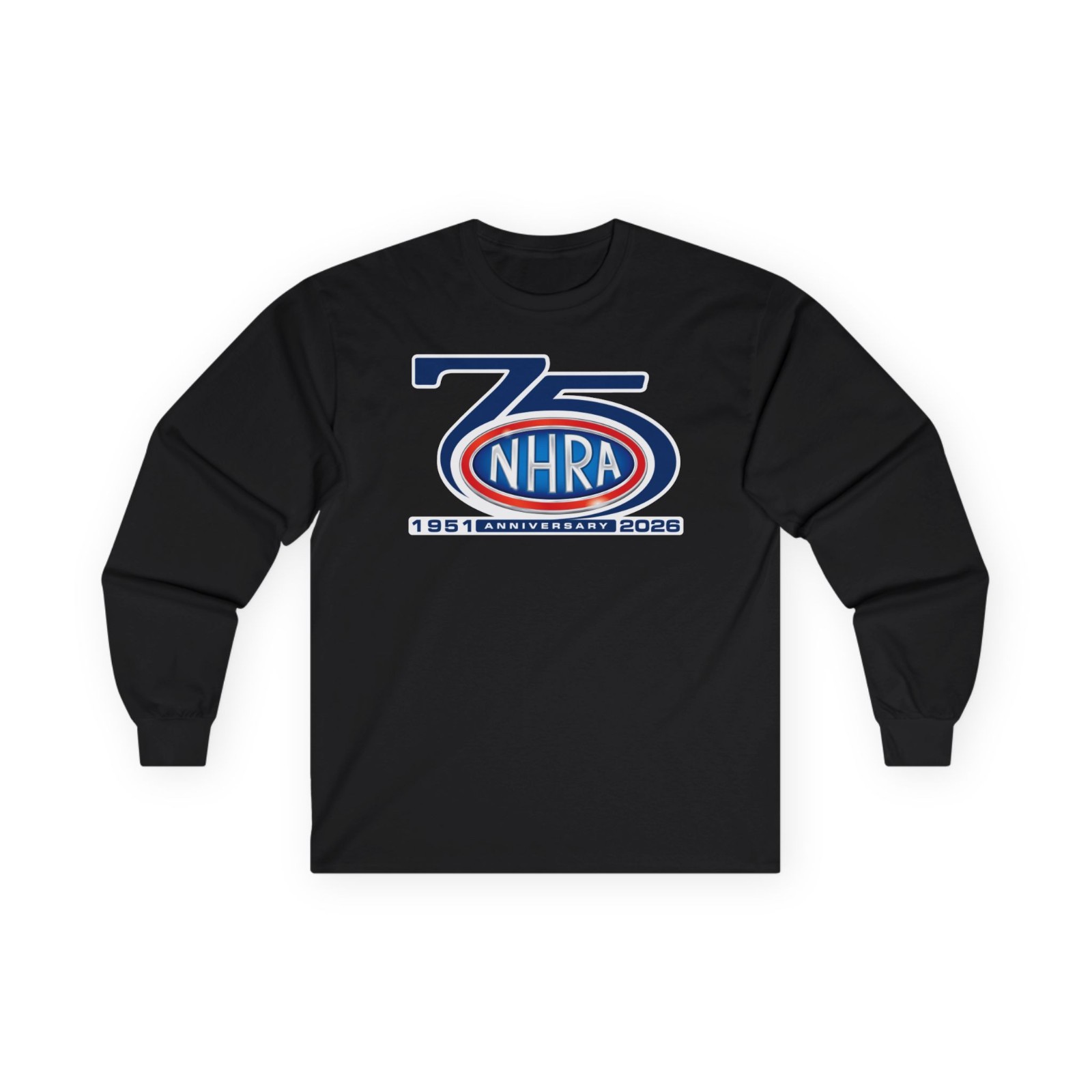 New Tee NHRA 75th Anniversary Logo Crew Neck T-Shirt American Men’s T-Shirt