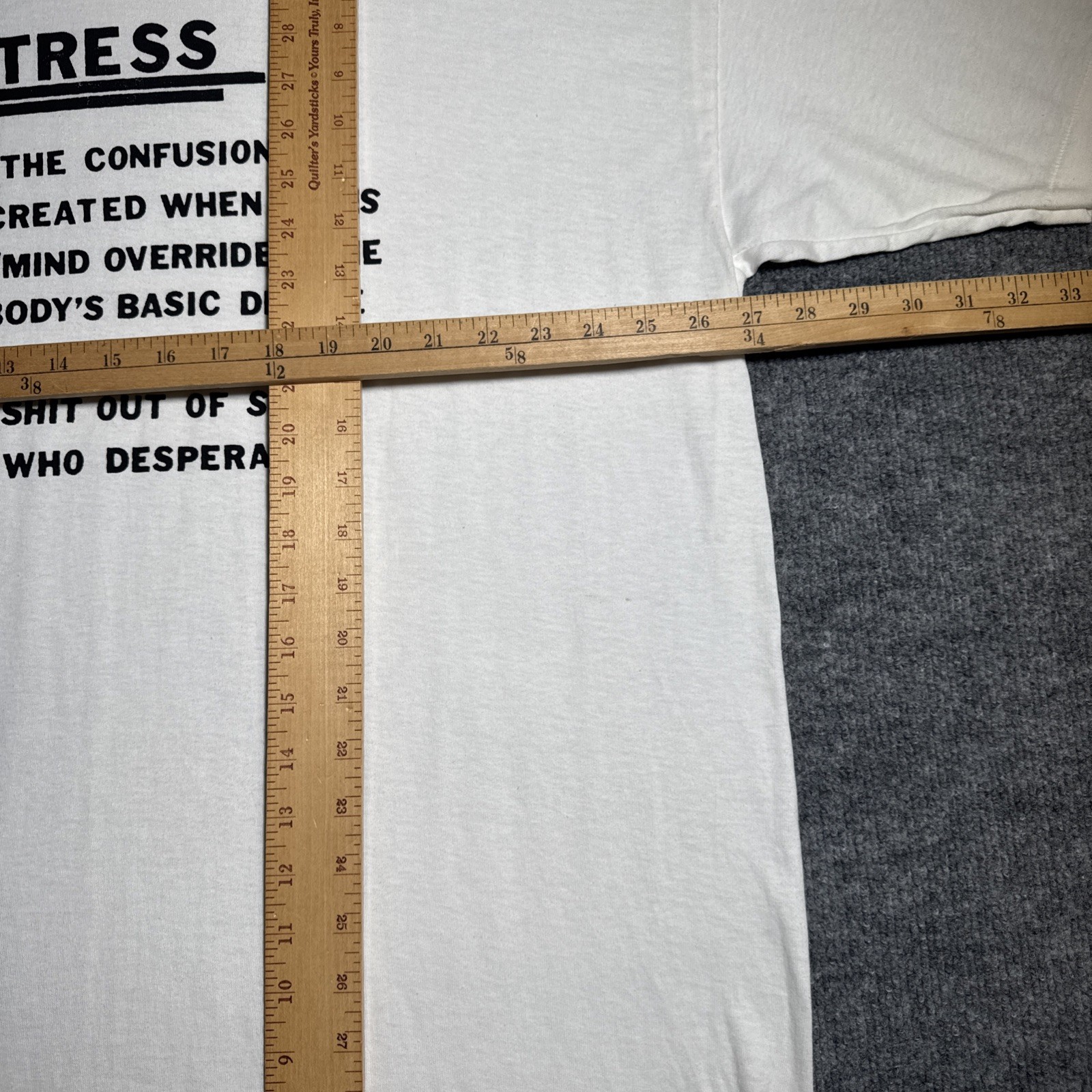 VTG Stress Confusion Funny Quote T Shirt 90s White OSFA Oversized Single Stitch gallery