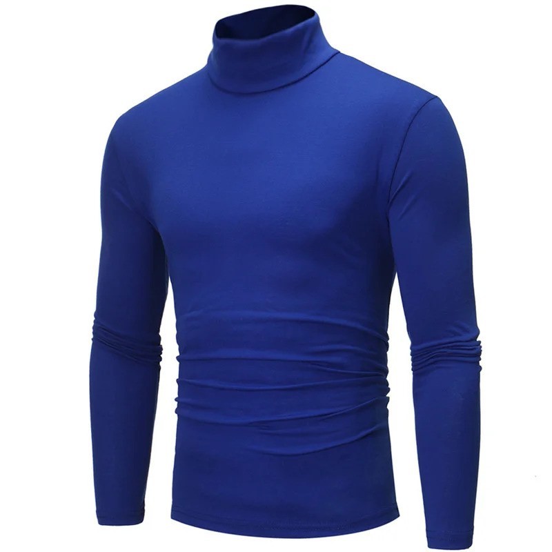 Mens Turtleneck Basic Pullover Long Sleeve Jumper Top Casual Slim Fit T-Shirt