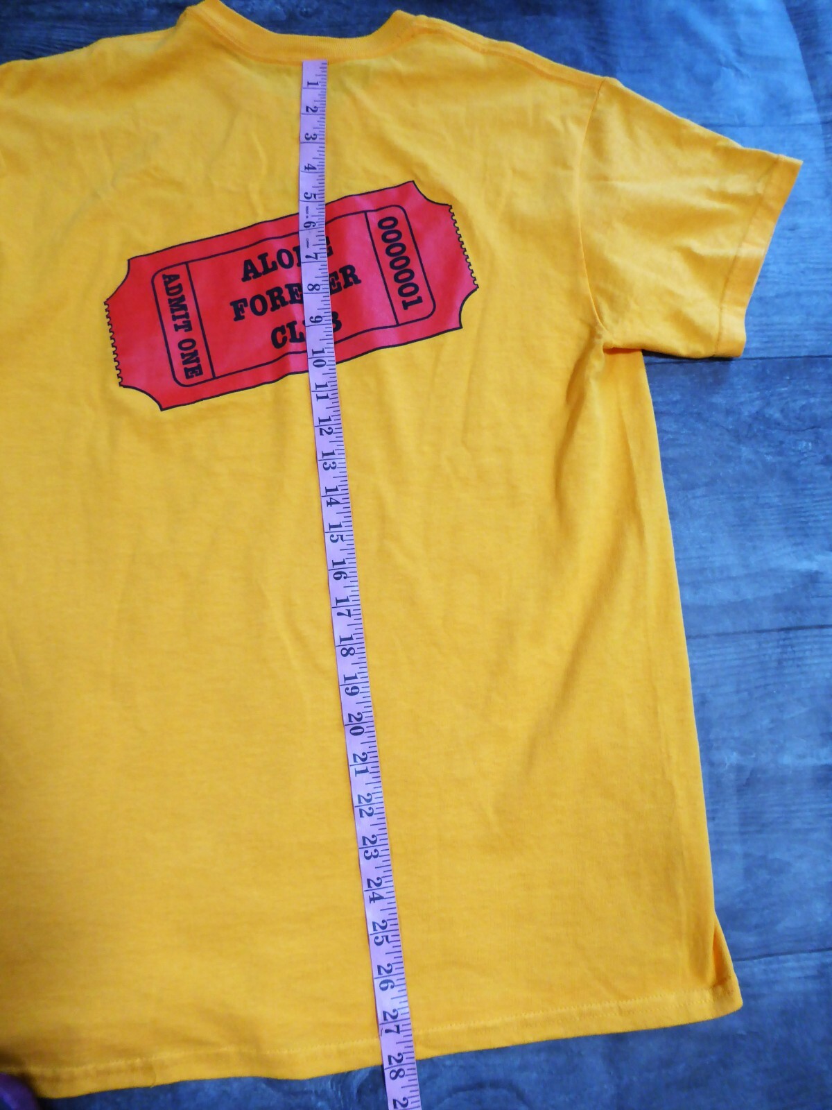 Neon Riot Yellow Admit One Alone Forever Club Yellow T Shirt Cotton Tee Humor M gallery