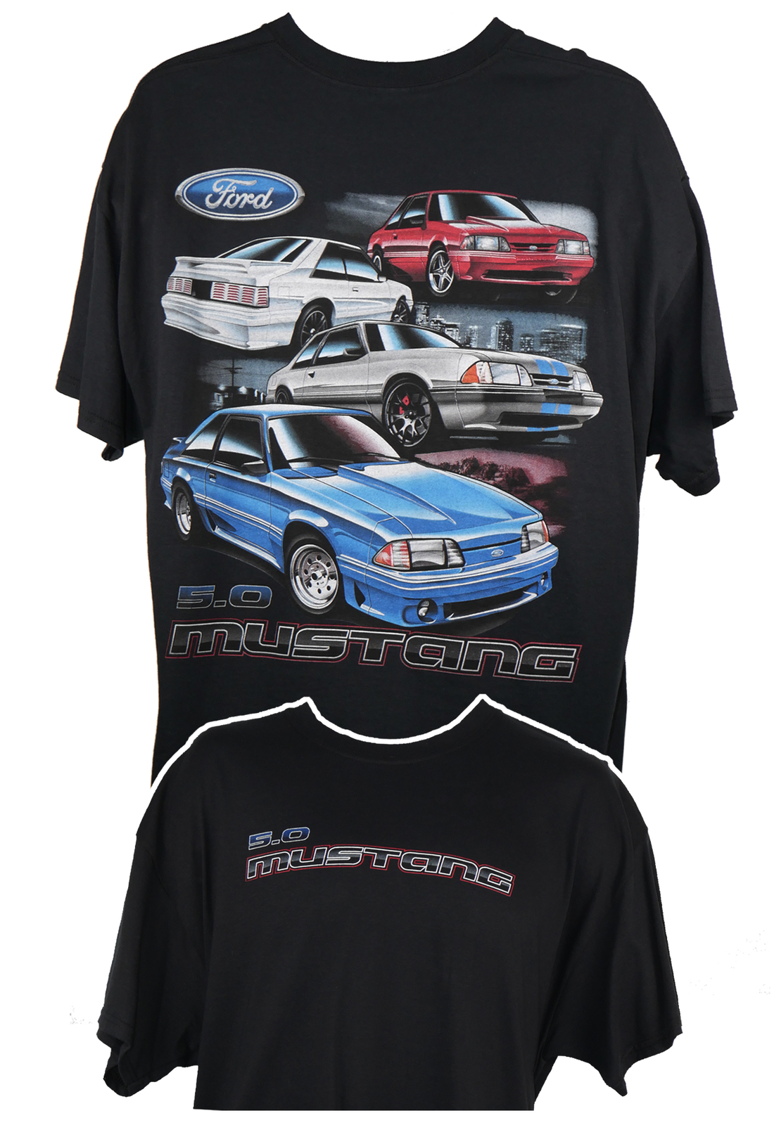 Ford 5.0 Mustang Fox Bodies Graphic Cotton T-Shirt Black Official Licensed gallery