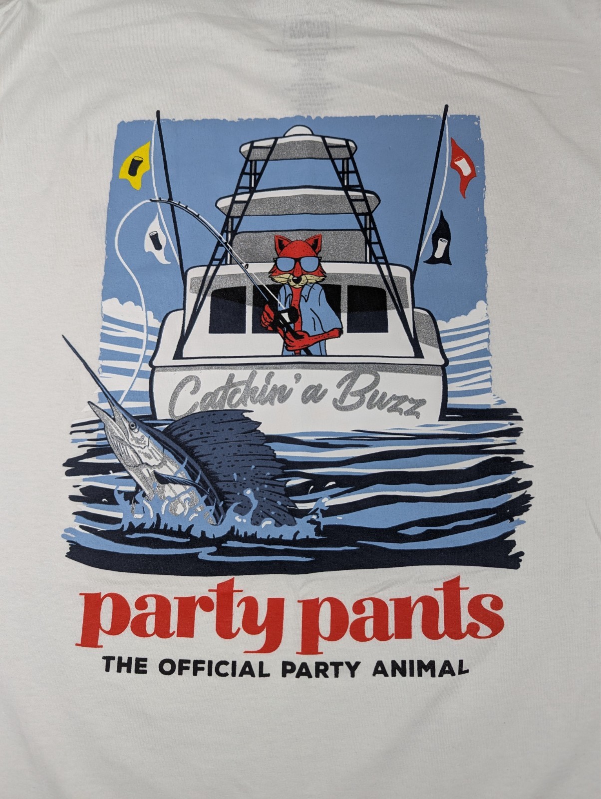 Party Pants – Catchina Buzz Fishing Graphic Tee – Size M