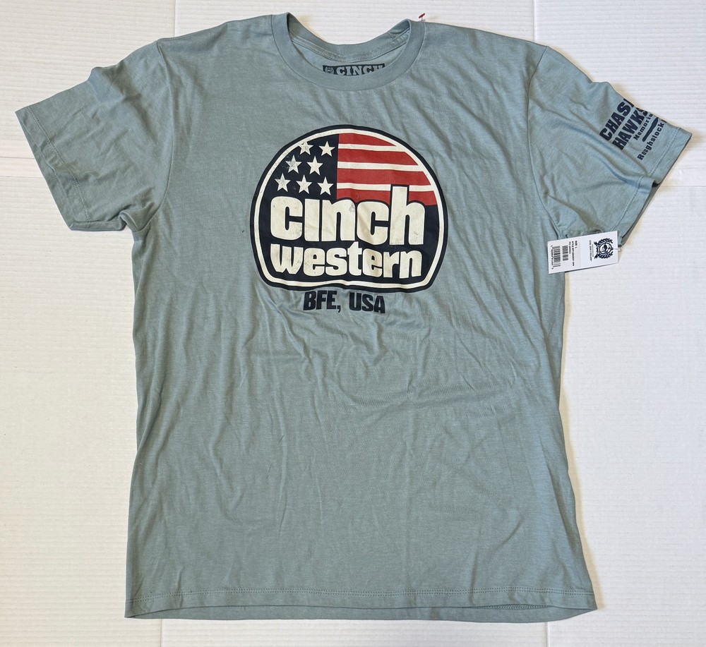 CINCH – Men’s American Flag Western Chase Hawks Memorial Tshirt – Large – NWT
