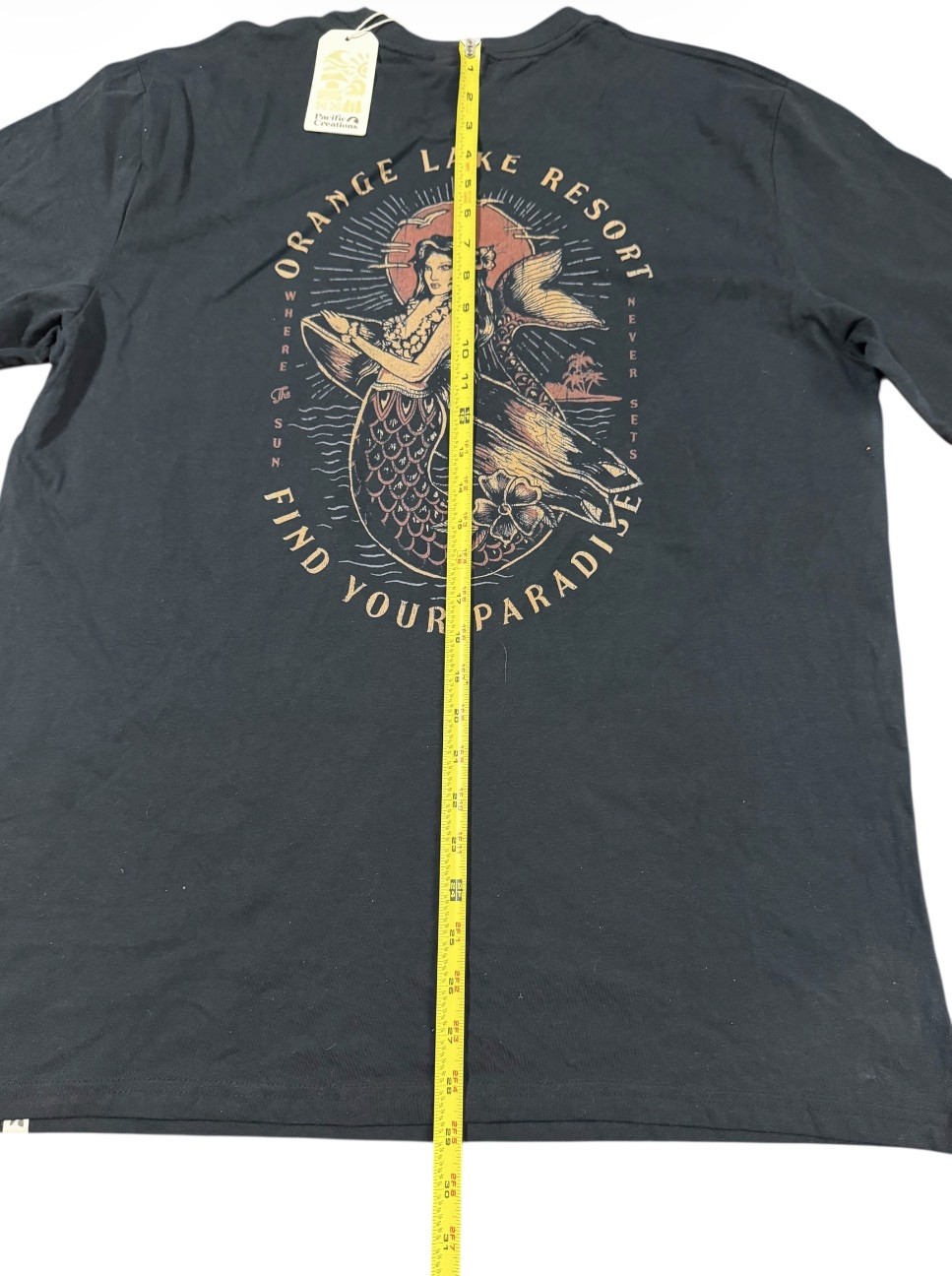 Pacific Creations Free by the Sea Sunset Mermaid Graphic T-Shirt Beige Size XL gallery