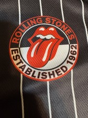 Rolling Stones Baseball Jersey Shirt Small S Black Pinstripe Tongue Logo Band