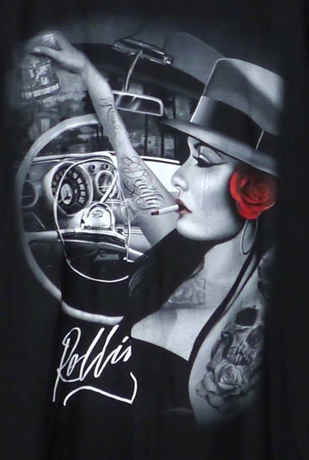 NEW Tattoo Style Men T Shirt Rolling Lowrider Chola Red Rose Size XL (NO TAG) gallery