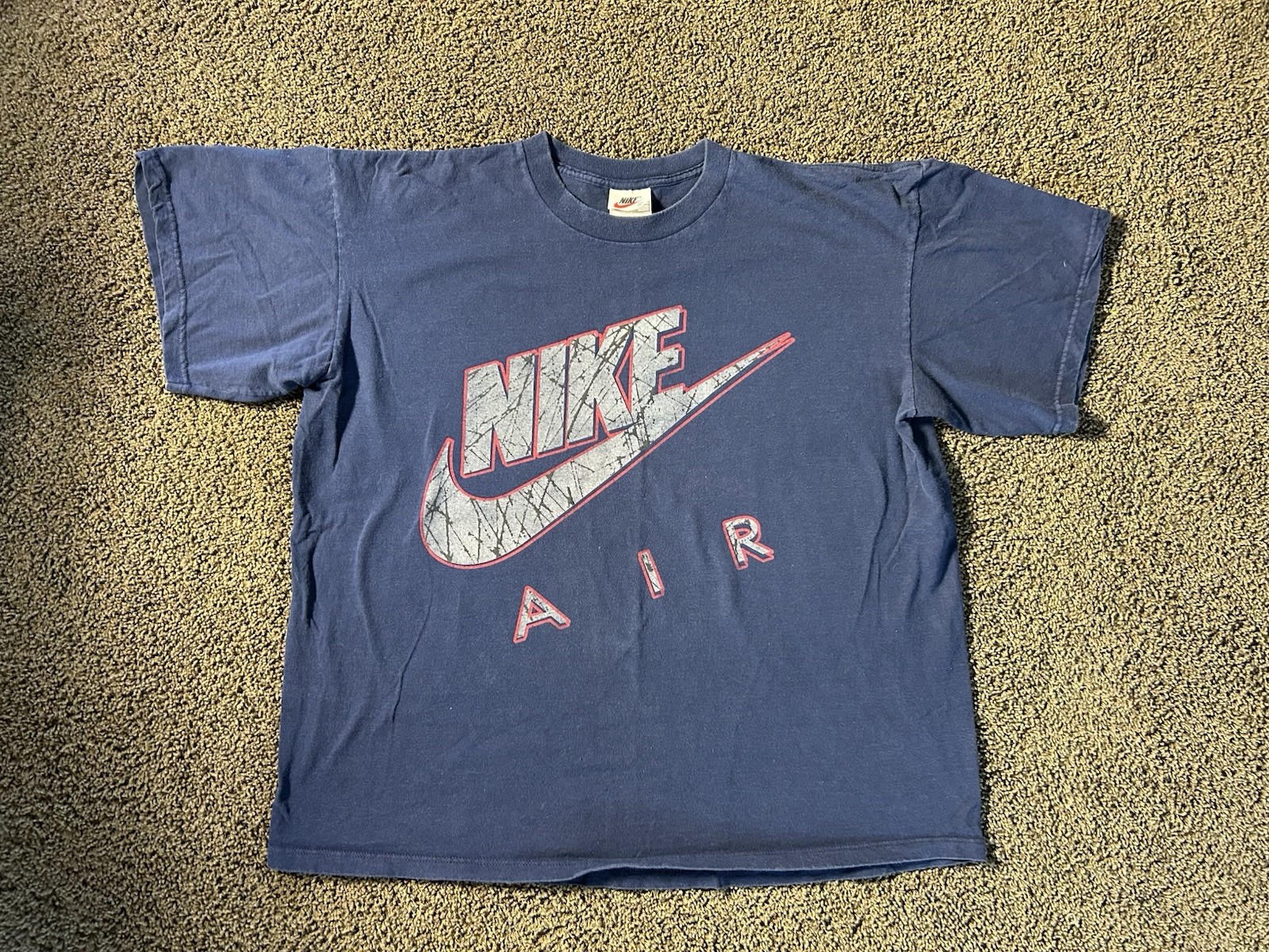 Vintage Nike Air T-Shirt Made in USA Big Logo Navy Blue 80s 90s Y2K XL Boxy gallery