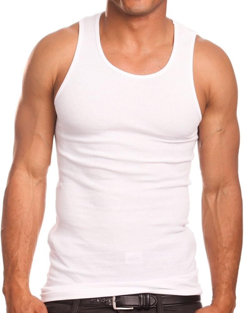 Hangout Mens A-Shirts Black Grey White Undershirt Breathable 12 Pack Size L gallery