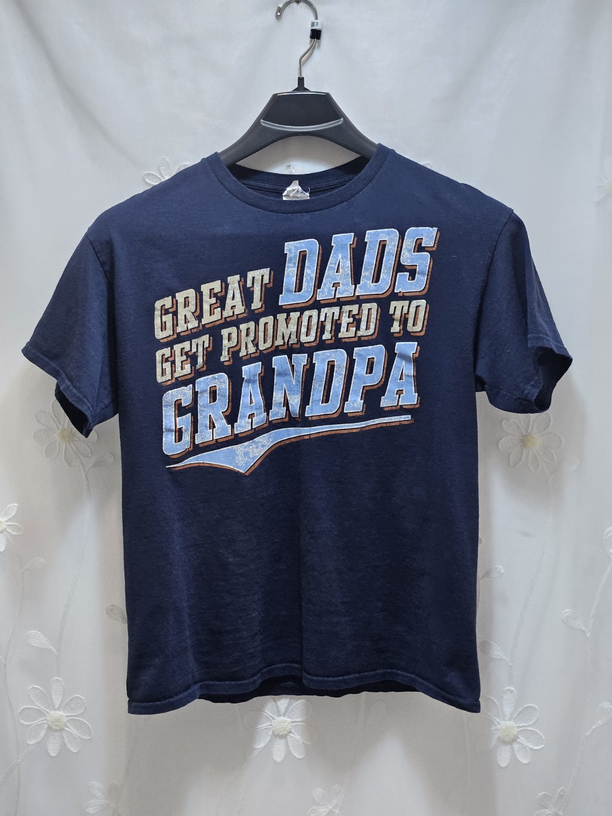 Gildan Mens Large Navy Blue Top Novelty Fathers Day Tribute Family Fits Like Med gallery