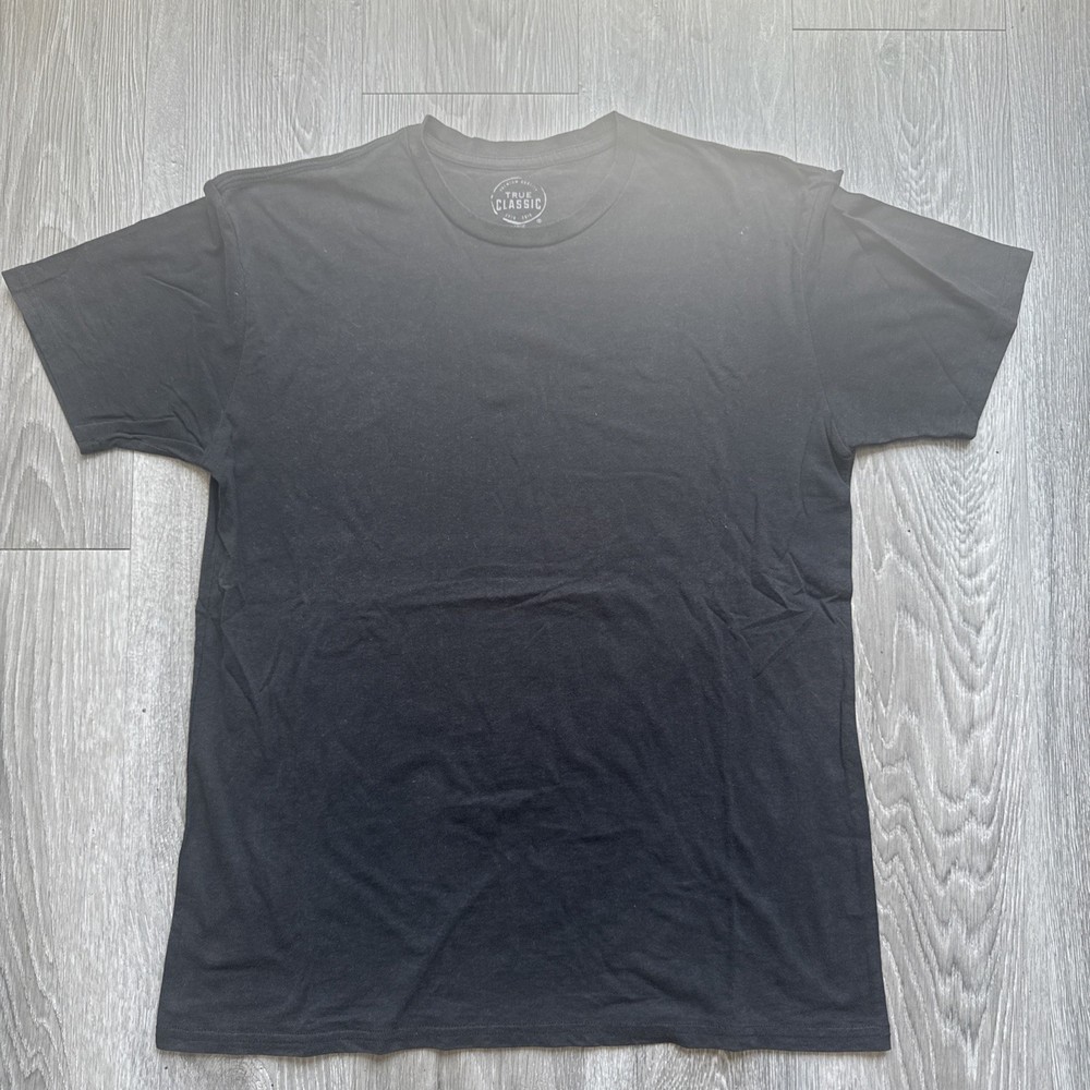 True Classic Men’s Gray Solid Knit Cotton/Poly Crew Neck Short Sleeve L Tee