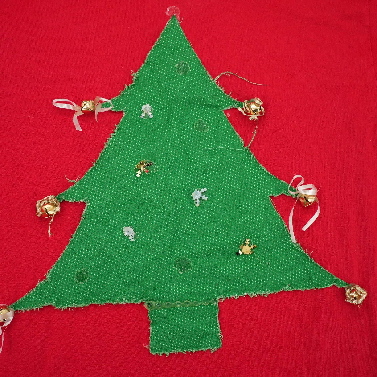 Vintage Teejays Embroidered Christmas Tree Red Shirt Mens M Holiday Tee Single S gallery