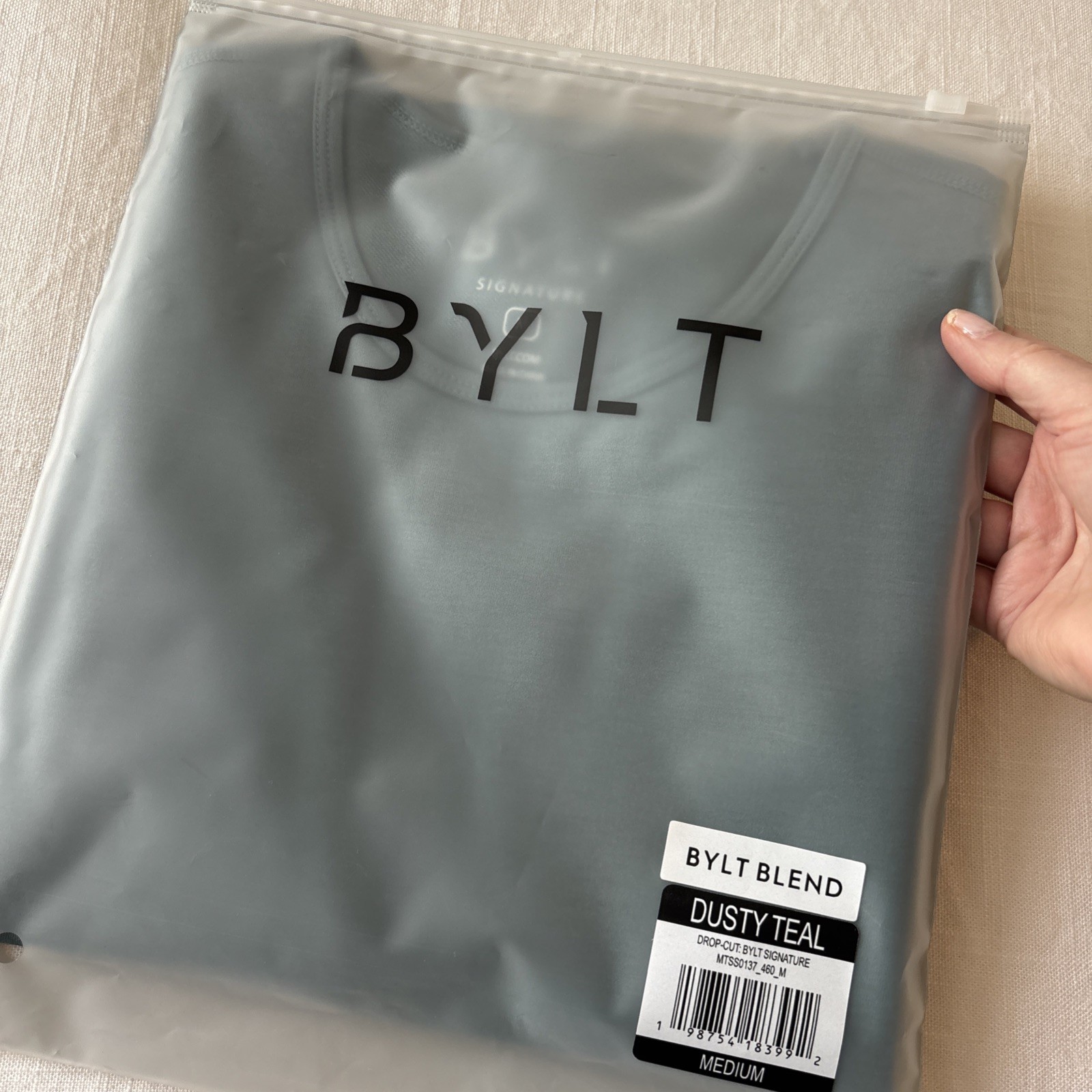 BYLT Signature Basics Men's S/S Blend, Size Medium Drop Cut Shirt NWT Dusty Teal gallery