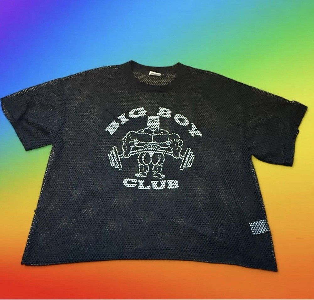 Y,IWO Yea I Work Out Men Bodybuilder Mesh T Shirt Gym Pump Cover Size Large Flaw