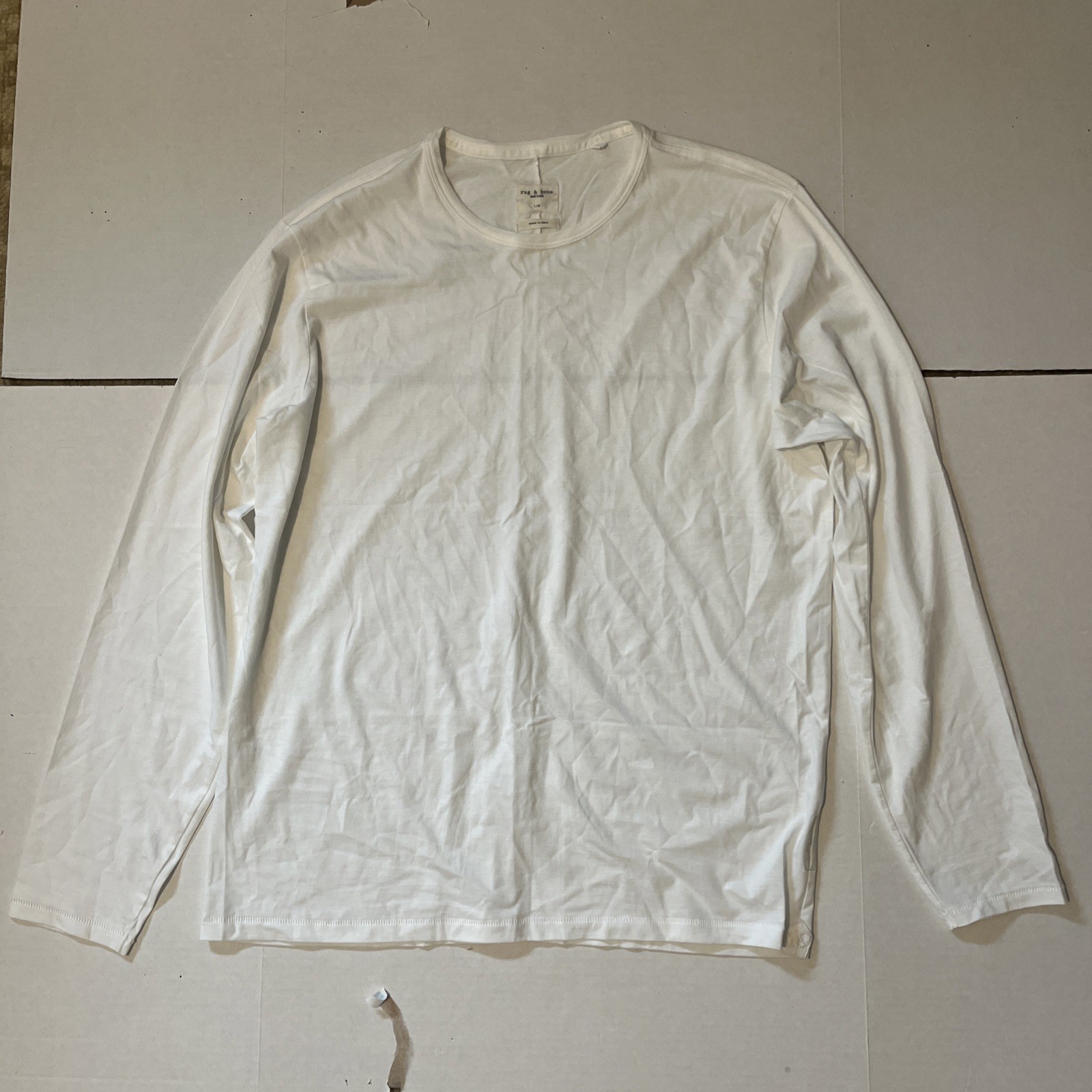 Rag And Bone Long Sleeve White T Shirt Men’s Size Large Casual Cotton Peru Made gallery
