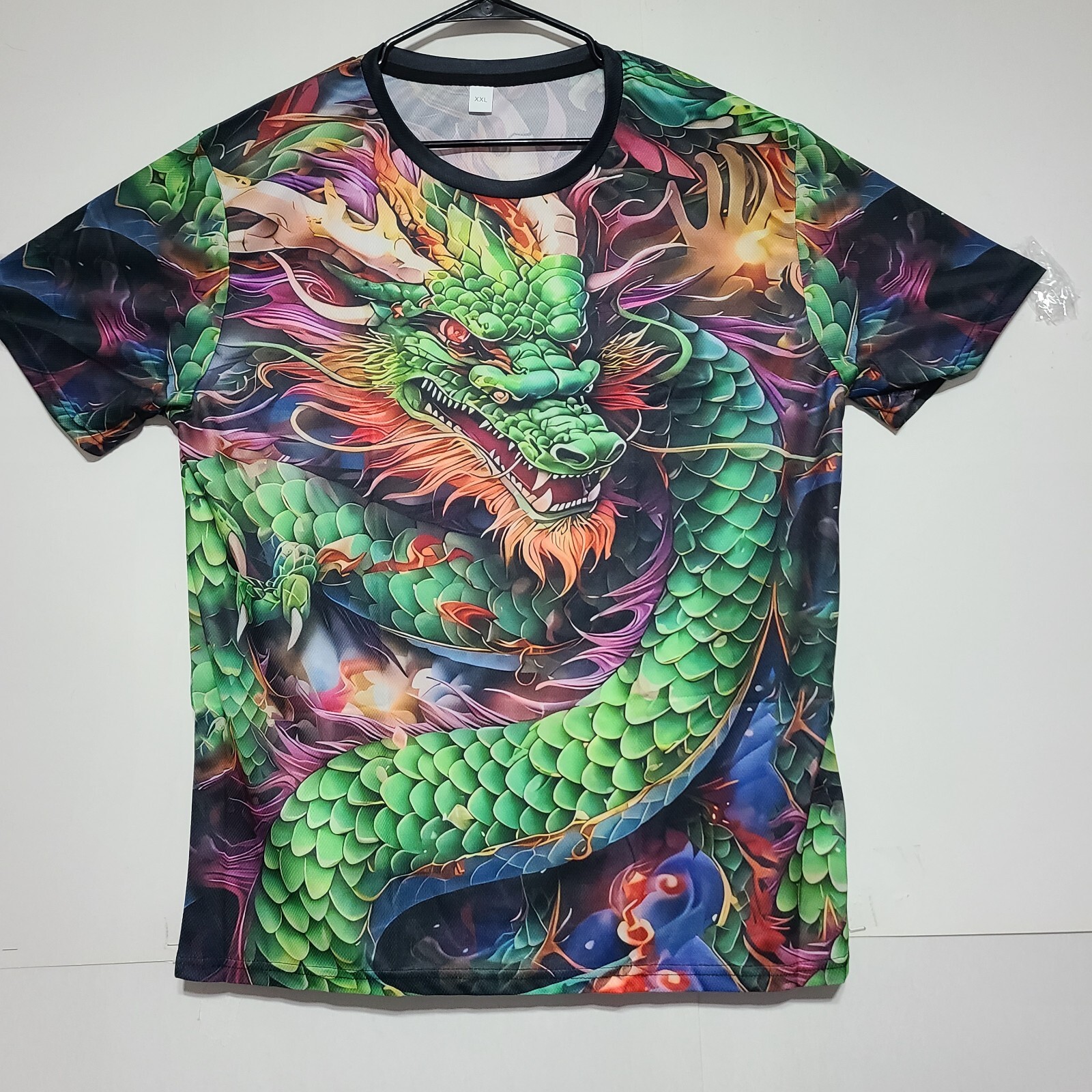 Menacing Dragon Multi-Colored T-Shirt Size XXL 2-Sided 100% Polyester. gallery