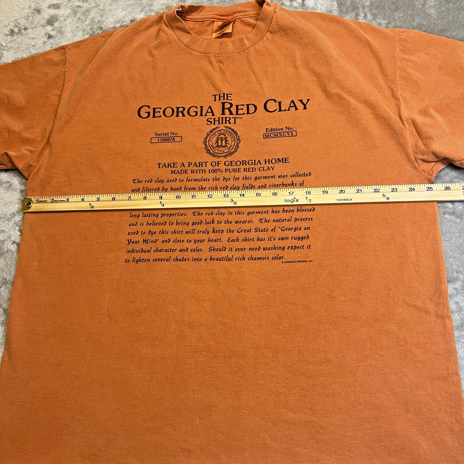 Hanes PFD Georgia Red Clay Shirt XL Made USA Y2K Orange Southern Heritage Tee gallery