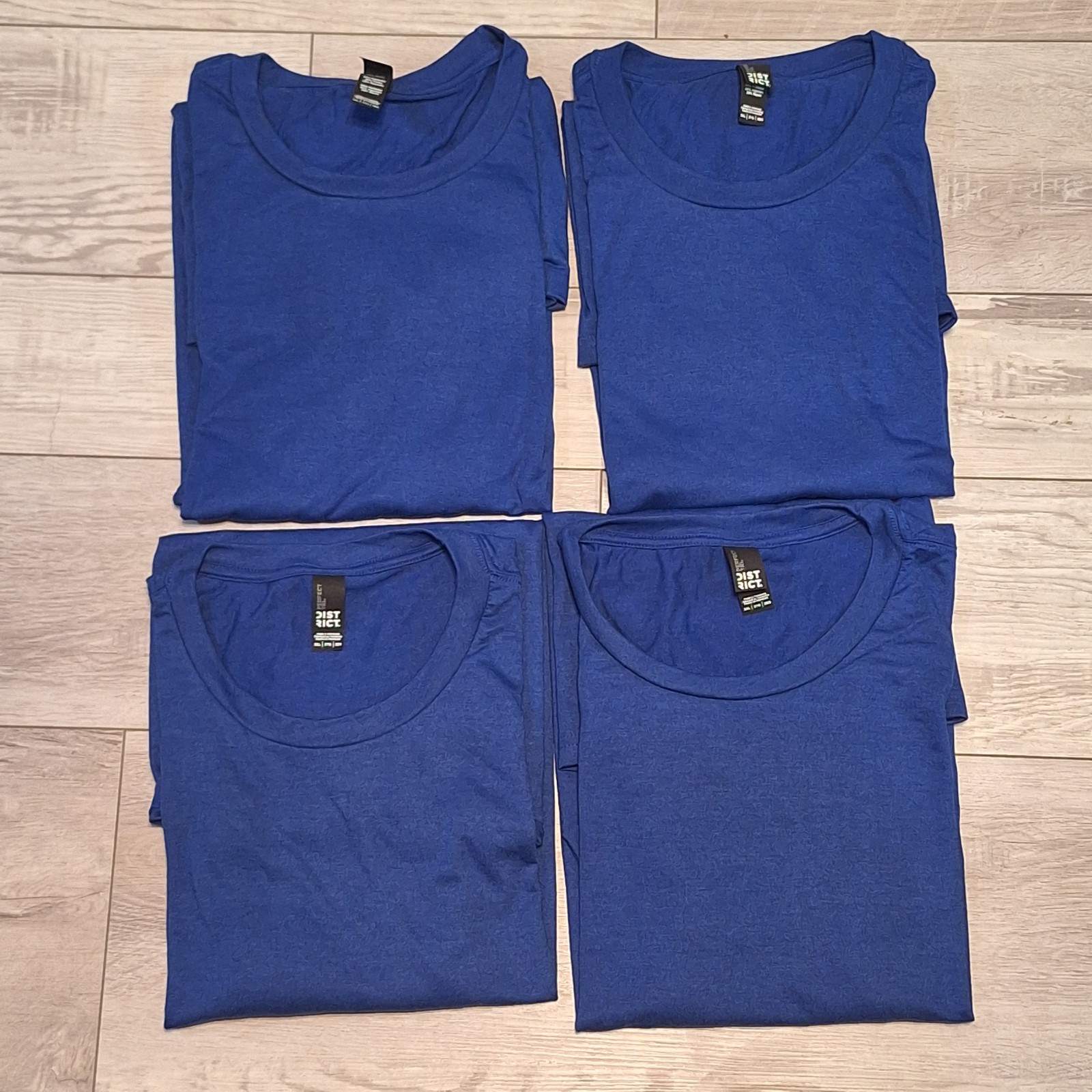 Lot of 4 District 3XL Mens Royal Blue Short Sleeve Perfect Tri Tee T-Shirts