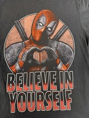 DEADPOOL BELIEVE IN YOURSELF Graphic T-Shirt Short Sleeve Size S C P (34/36)