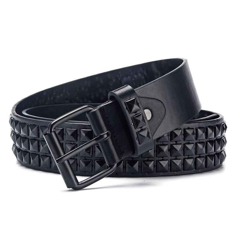 Black Studded Belt Punk Belt Rock Rivet Belts with Bright Pyramid Studded bel... gallery