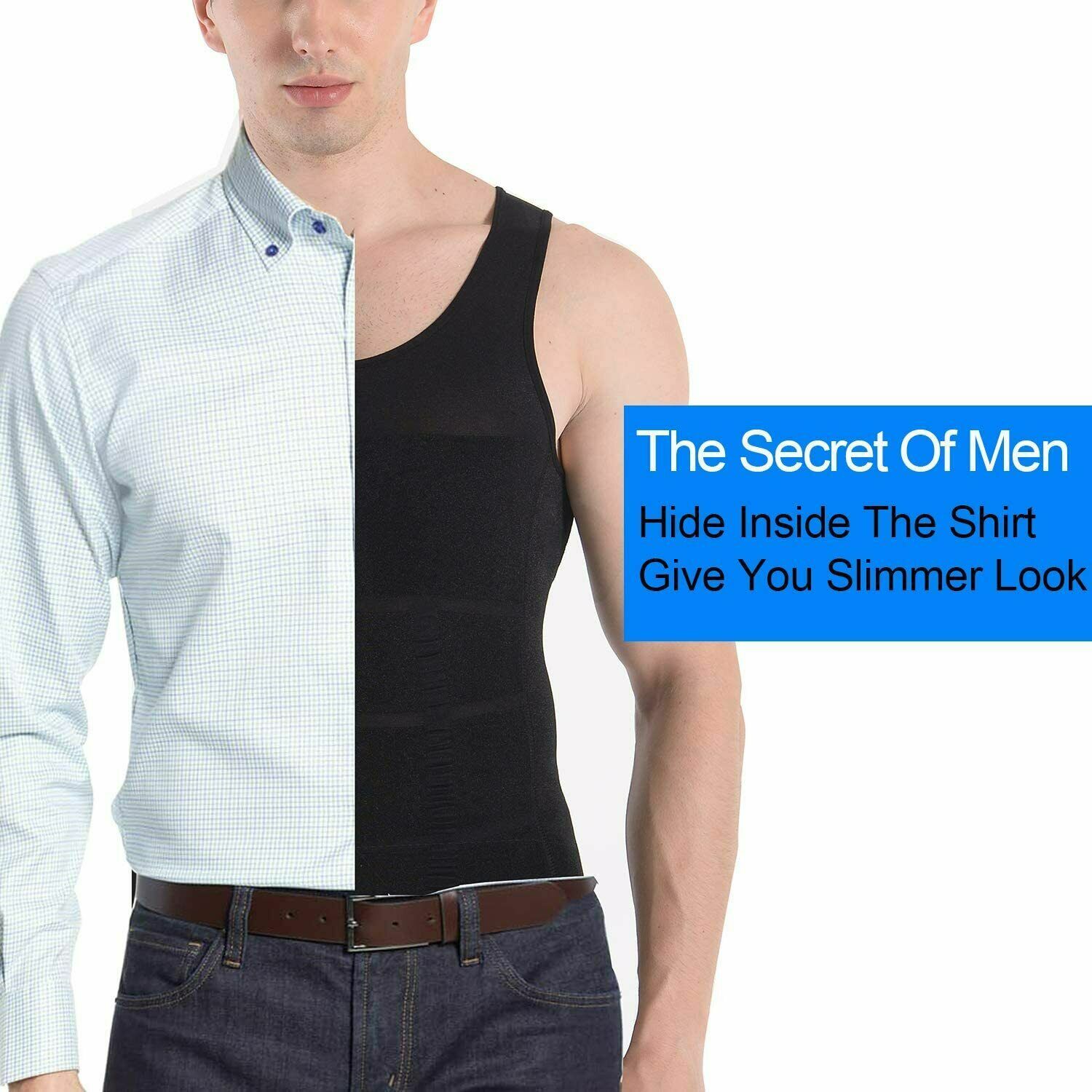 Men Crewneck Pullover T-Shirt Compression Shaper Tummy Control Slimming Tank Top gallery