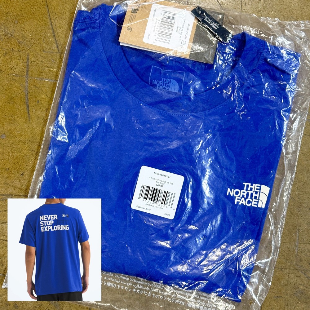 *NEW* Men The North Face Never Stop Exploring Postcard Tee BLUE (NF0A8GPY CZ6)👍