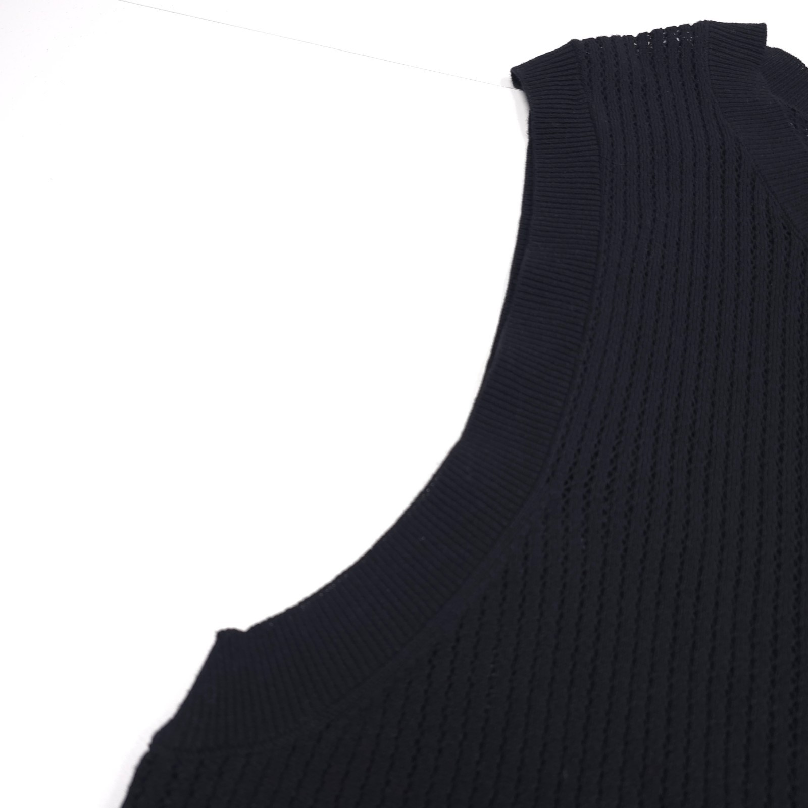 NN07 Huxley Tank Top Mens XL Black Cotton Open Knit Ribbed Collar Cotton gallery